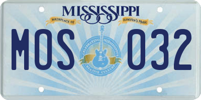 MS license plate MOS032