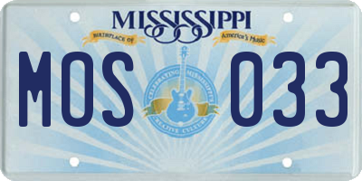 MS license plate MOS033