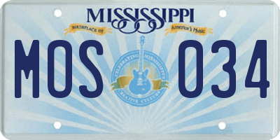 MS license plate MOS034