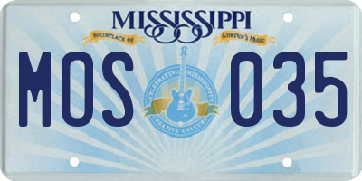 MS license plate MOS035