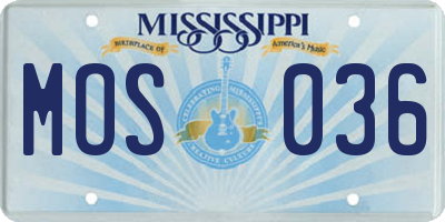 MS license plate MOS036