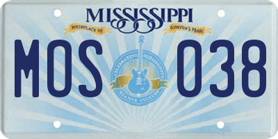 MS license plate MOS038
