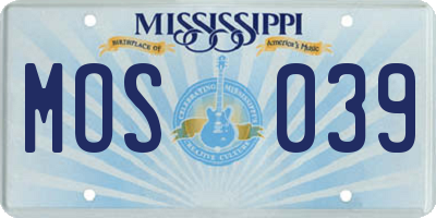 MS license plate MOS039