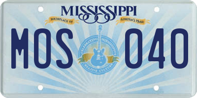 MS license plate MOS040