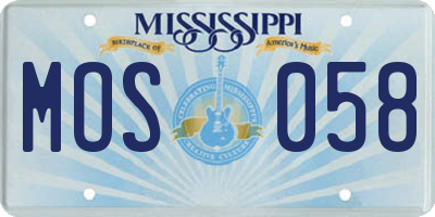 MS license plate MOS058