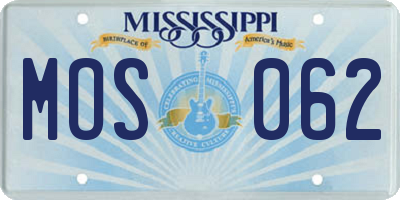 MS license plate MOS062