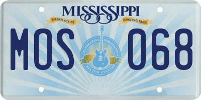 MS license plate MOS068