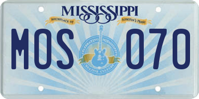 MS license plate MOS070