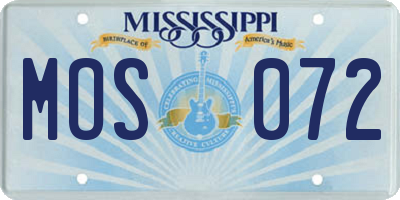 MS license plate MOS072