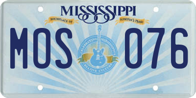 MS license plate MOS076