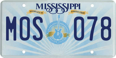 MS license plate MOS078