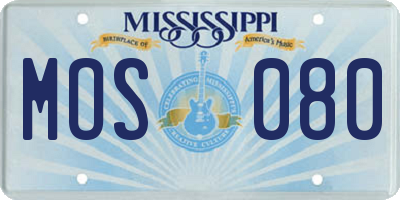 MS license plate MOS080