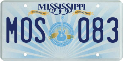 MS license plate MOS083