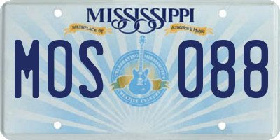 MS license plate MOS088
