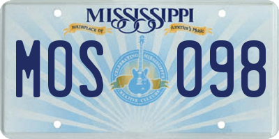 MS license plate MOS098