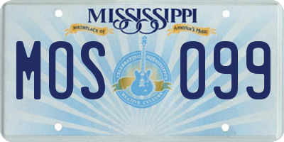 MS license plate MOS099