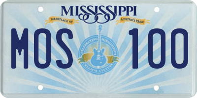 MS license plate MOS100