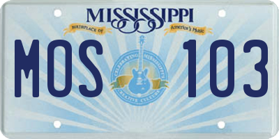 MS license plate MOS103