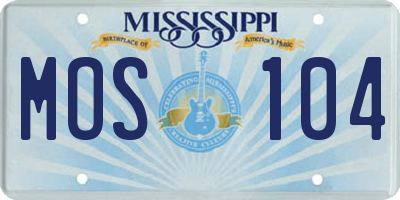 MS license plate MOS104