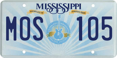 MS license plate MOS105