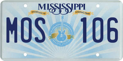 MS license plate MOS106