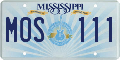 MS license plate MOS111