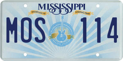 MS license plate MOS114