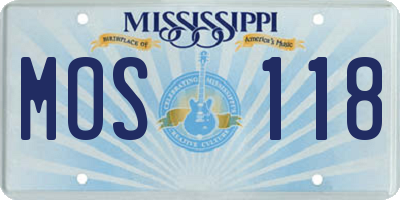 MS license plate MOS118