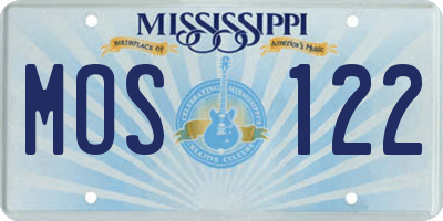 MS license plate MOS122