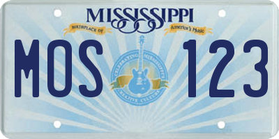 MS license plate MOS123