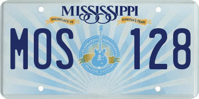 MS license plate MOS128