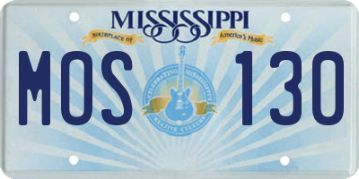 MS license plate MOS130