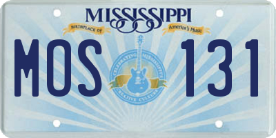MS license plate MOS131