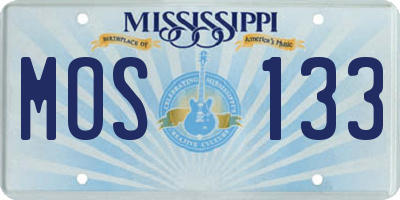 MS license plate MOS133