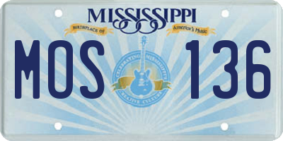 MS license plate MOS136