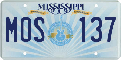 MS license plate MOS137