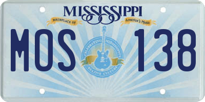 MS license plate MOS138