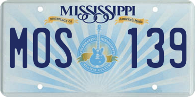 MS license plate MOS139