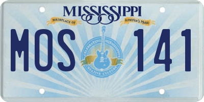 MS license plate MOS141