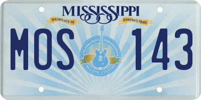 MS license plate MOS143