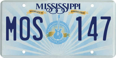 MS license plate MOS147