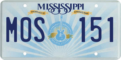 MS license plate MOS151