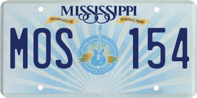 MS license plate MOS154