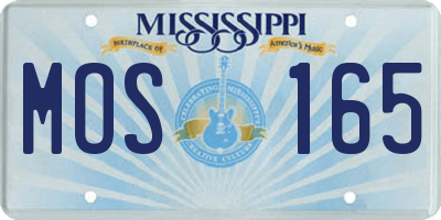 MS license plate MOS165