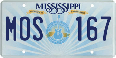 MS license plate MOS167