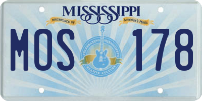 MS license plate MOS178
