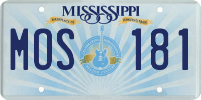 MS license plate MOS181