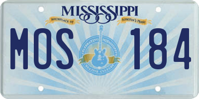 MS license plate MOS184
