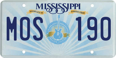 MS license plate MOS190
