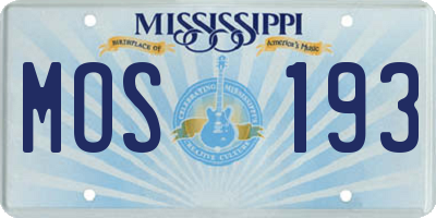 MS license plate MOS193